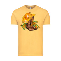 Vintage Mustard yellow  cowgirl and roses Vintage Tee - AdoDesignShop