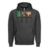 Charcoal Heather peace love yorkshire pig Zipper Hoodie - LillyAllenDesigns