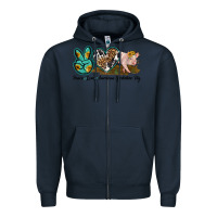 Navy peace love yorkshire pig Zipper Hoodie - LillyAllenDesigns