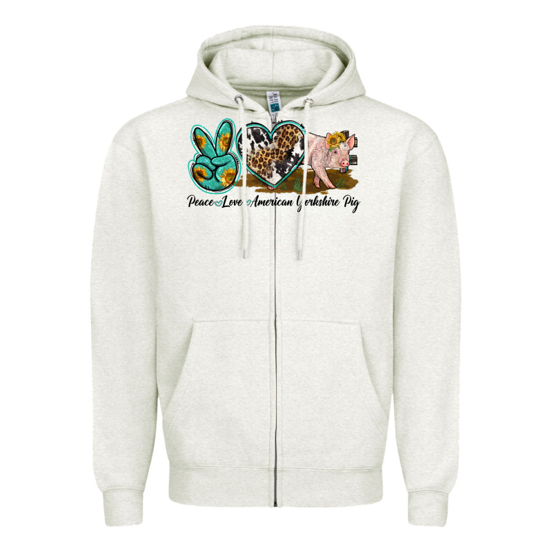 Peace Love Yorkshire Pig Zipper Hoodie by LillyAllenDesigns | Teevron