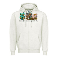 Oatmeal Heather peace love yorkshire pig Zipper Hoodie - LillyAllenDesigns