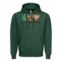 Sports Green peace love yorkshire pig Zipper Hoodie - LillyAllenDesigns