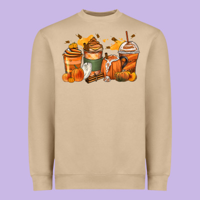 Pumpkin Spice Latte Coffee Cups Heavyweight Sweatshirt Designed By Zillion Design Studio