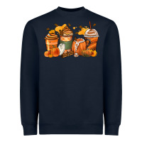 Navy pumpkin spice latte coffee cups Heavyweight Sweatshirt - Zillion Design Studio