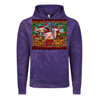 Cloud Purple merry christmas cow pig and horse Vintage Hoodie - RanaPortraitStore