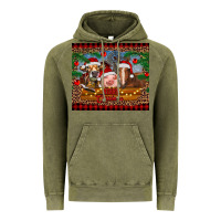 Vintage Olive merry christmas cow pig and horse Vintage Hoodie - RanaPortraitStore