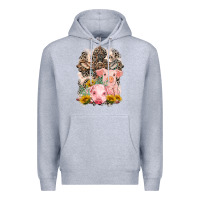 Heather Grey Western Pigs with Crosses Premium Hoodie - LillyAllenDesigns