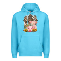 Ocean Blue Western Pigs with Crosses Premium Hoodie - LillyAllenDesigns