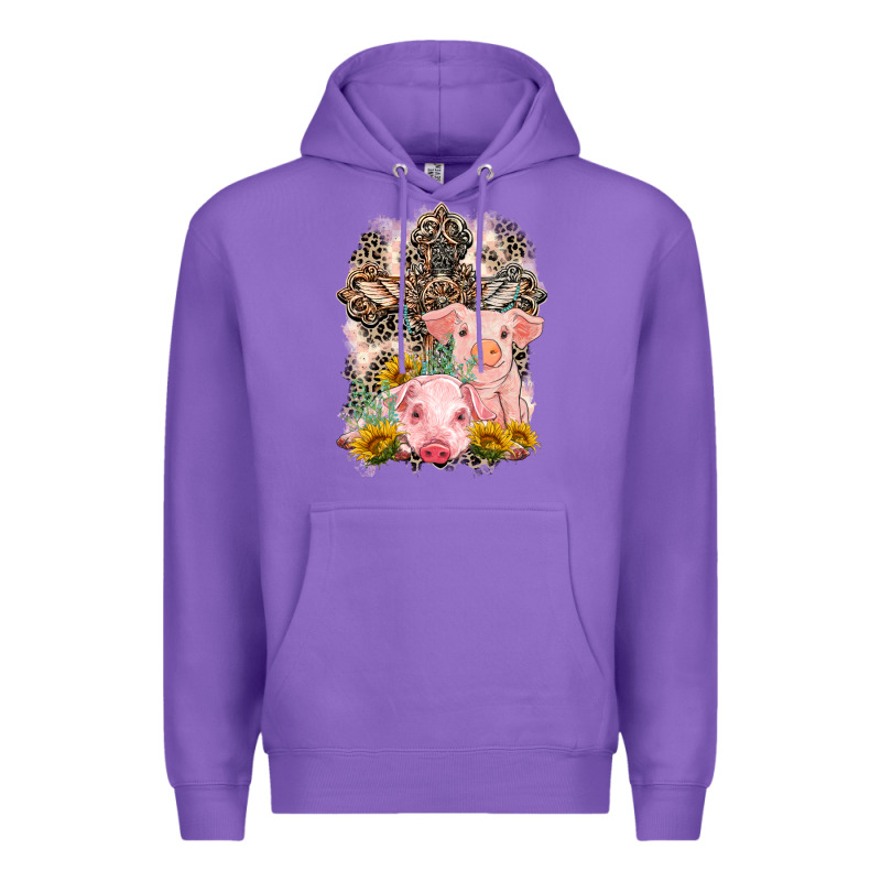 Western Pigs With Crosses Premium Hoodie by LillyAllenDesigns | Teevron