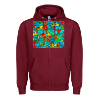 Burgundy autism awareness puzzle Zipper Hoodie - BarkalooDesign
