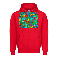 Red autism awareness puzzle Zipper Hoodie - BarkalooDesign