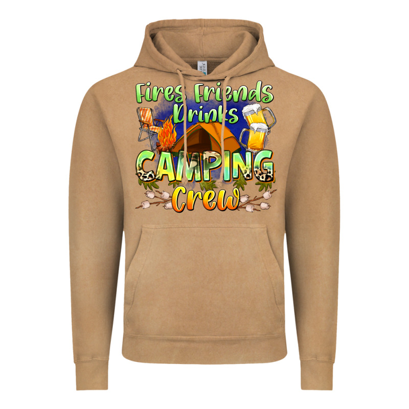 Fires Friends Drinks Camping Crew Vintage Hoodie by Zillion Design Studio | Teevron