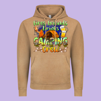 Fires Friends Drinks Camping Crew Vintage Hoodie Designed By Zillion Design Studio