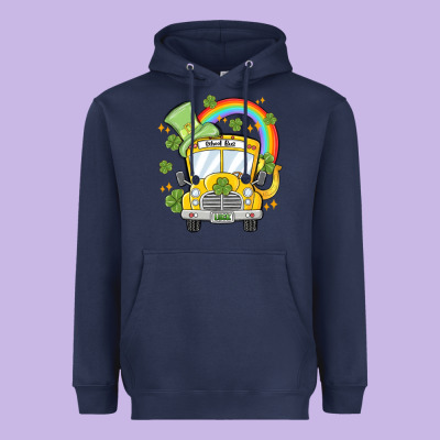 St. Patrick's Day School Bus Heavyweight Hoodie Designed By Maliassmallbusiness