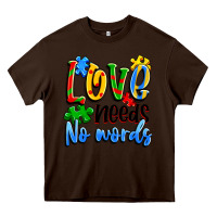 Chocolate Brown love needs no words Heavy Core Tee - Artiststas