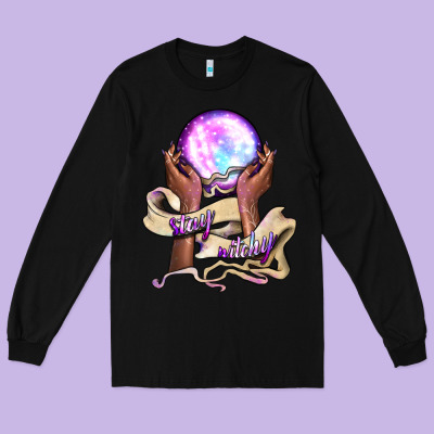 Stay Witchy Long Sleeve Tee Designed By Bundleandbundleshop
