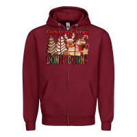 Burgundy Christmas Calories don't count Christmas tree cake Zipper Hoodie - Jasminsmagicworld