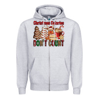 Heather Grey Christmas Calories don't count Christmas tree cake Zipper Hoodie - Jasminsmagicworld