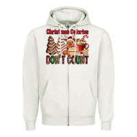 Oatmeal Heather Christmas Calories don't count Christmas tree cake Zipper Hoodie - Jasminsmagicworld
