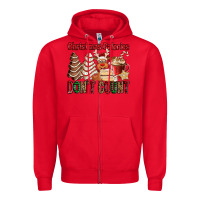 Red Christmas Calories don't count Christmas tree cake Zipper Hoodie - Jasminsmagicworld