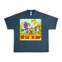 Midnight Navy honeydrip bee lavender daisy sunflower seamless pa Urban Heavy Tee - FaDigitalArtStudio