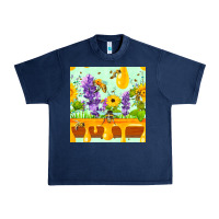 Navy honeydrip bee lavender daisy sunflower seamless pa Urban Heavy Tee - FaDigitalArtStudio