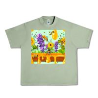 Oil Green honeydrip bee lavender daisy sunflower seamless pa Urban Heavy Tee - FaDigitalArtStudio
