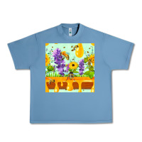 Pebble Blue honeydrip bee lavender daisy sunflower seamless pa Urban Heavy Tee - FaDigitalArtStudio