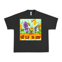 Pigment Black honeydrip bee lavender daisy sunflower seamless pa Urban Heavy Tee - FaDigitalArtStudio