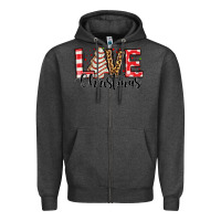 Charcoal Heather love christmas tree cake Zipper Hoodie - Jasminsmagicworld