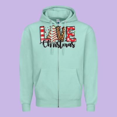 Love Christmas Tree Cake Zipper Hoodie Designed By Jasminsmagicworld