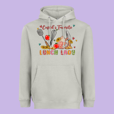 Cupids Favorite Lunch Lady Heavyweight Hoodie Designed By Maliassmallbusiness