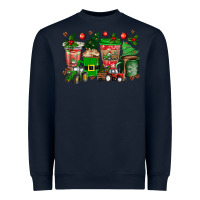 Navy christmas tractor coffee cups Heavyweight Sweatshirt - texasbilliewilder