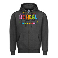 Charcoal Heather be real not perfect Zipper Hoodie - NancyCooperArtShop
