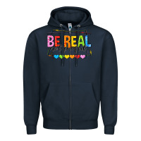 Navy be real not perfect Zipper Hoodie - NancyCooperArtShop