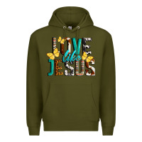 Army Green Love Like Jesus Premium Hoodie - LillyAllenDesigns