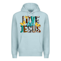 Blue Mist Love Like Jesus Premium Hoodie - LillyAllenDesigns