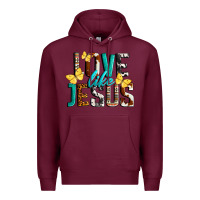 Burgundy Love Like Jesus Premium Hoodie - LillyAllenDesigns