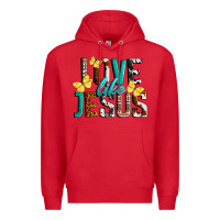 Red Love Like Jesus Premium Hoodie - LillyAllenDesigns