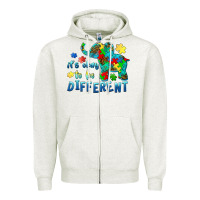 Oatmeal Heather it's okay to be different elephant autism awareness Zipper Hoodie - BarkalooDesign