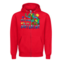 Red it's okay to be different elephant autism awareness Zipper Hoodie - BarkalooDesign