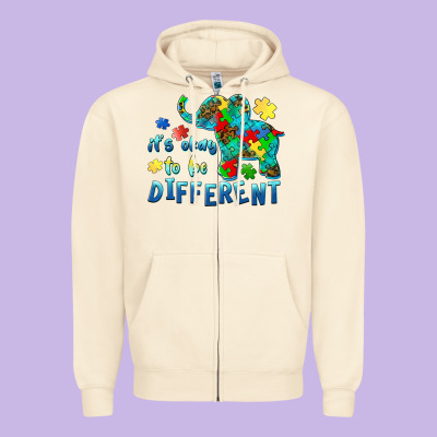 It's Okay To Be Different Elephant Autism Awareness Zipper Hoodie Designed By Barkaloodesign