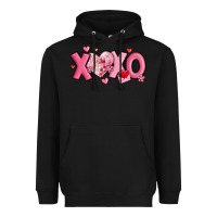 Black xoxo disco heart valentine's day Heavyweight Hoodie - MaliasSmallBusiness