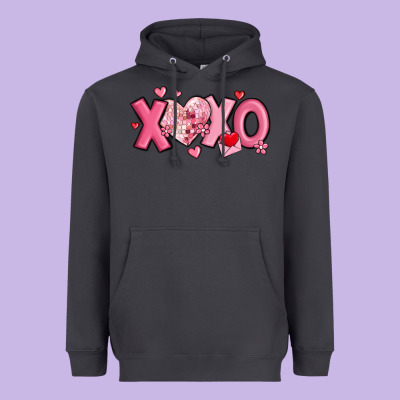 Xoxo Disco Heart Valentine's Day Heavyweight Hoodie Designed By Maliassmallbusiness