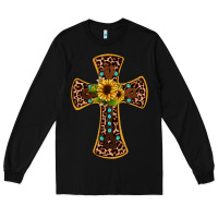 Black leopard gemstone sunflower cross Long Sleeve Tee - JahusDesignShop