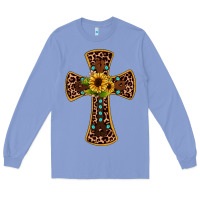 Colony Blue leopard gemstone sunflower cross Long Sleeve Tee - JahusDesignShop