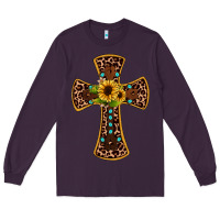Plum leopard gemstone sunflower cross Long Sleeve Tee - JahusDesignShop