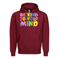 Burgundy be kind to your mind Zipper Hoodie - NancyCooperArtShop