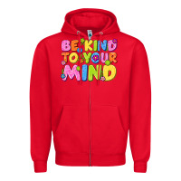 Red be kind to your mind Zipper Hoodie - NancyCooperArtShop