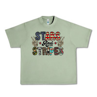 Oil Green stars and stripes Urban Heavy Tee - CowhideDigitalArt